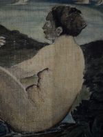 (3)dipinto su tela Diana e Attone particolare durante la pulitura 